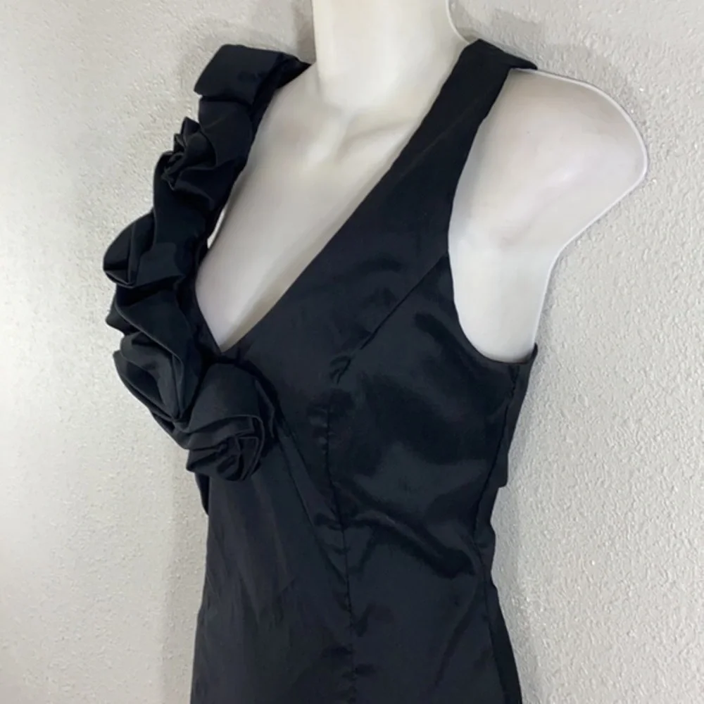 Jackie Jon New York black taffeta ruffle dress S24